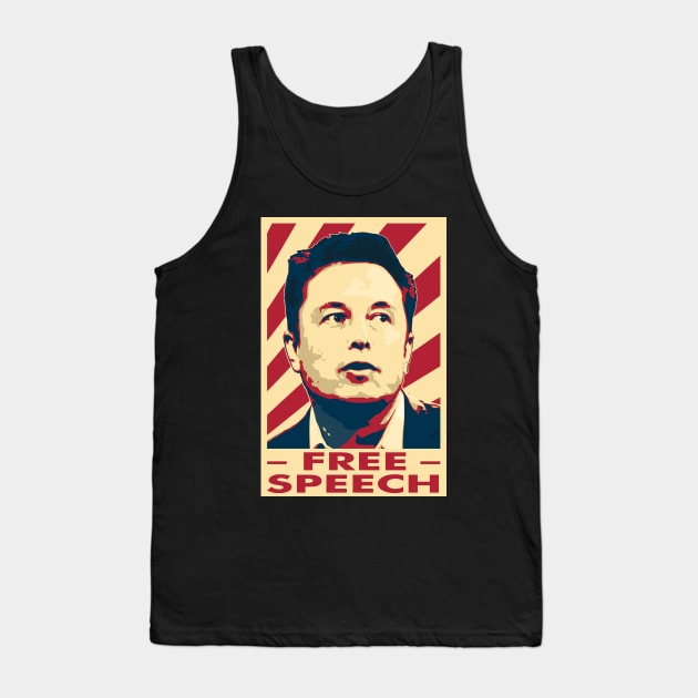 Elon Musk Free Speech Poster Tank Top by Nerd_art